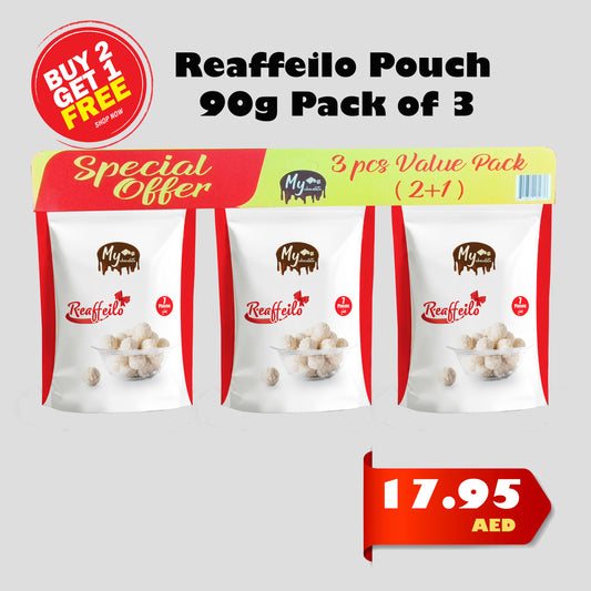 Reaffeillo 90g Pouches Pack of 3 – Buy 2 Get 1 Free | Premium Coconut Almond Chocolate Treat by My Chocolate
