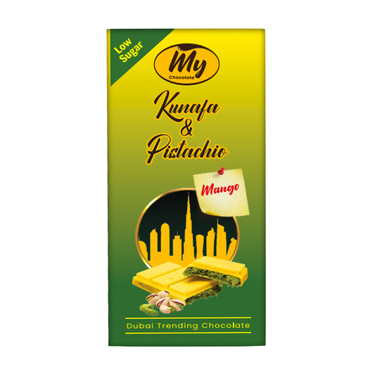 Kunafa Pistachio with Mango Belgian Chocolate 100g – Dubai Chocolate - My Chocolate